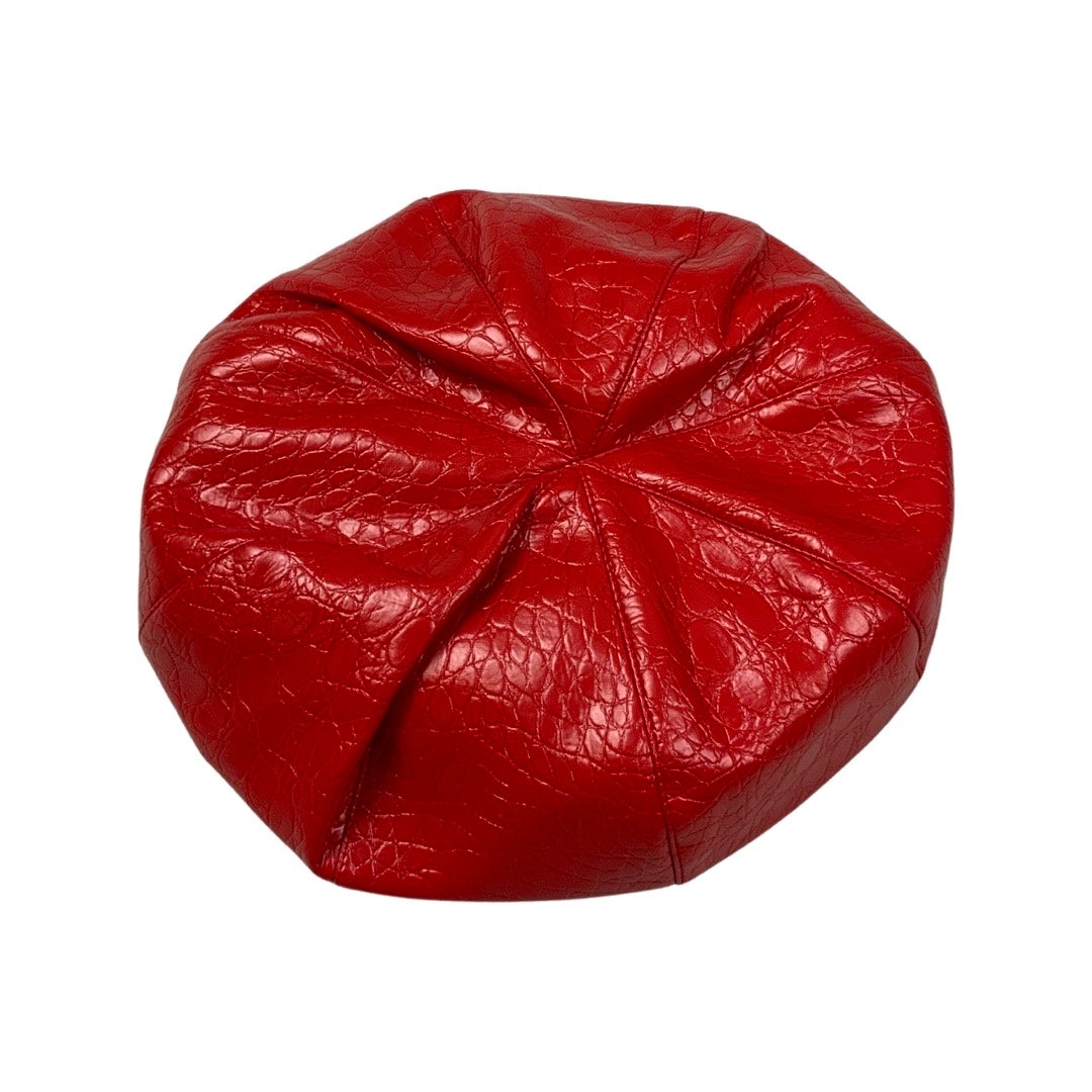 Vintage Red Faux Crocodile Beret
