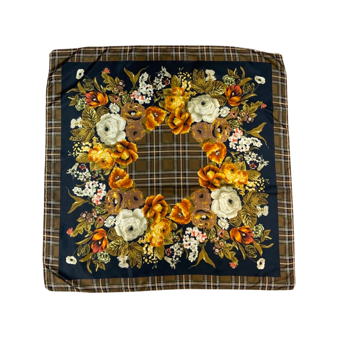 Vintage Floral and Tartan Scarf