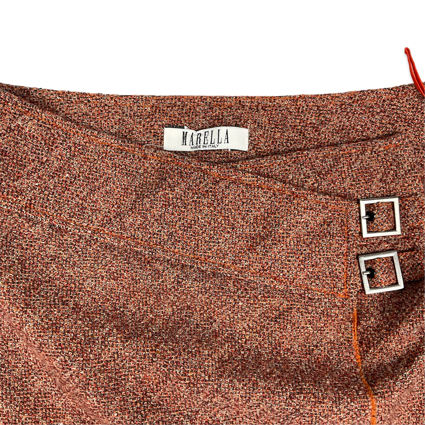 90s Marella Orange Wool Midi Skirt 8