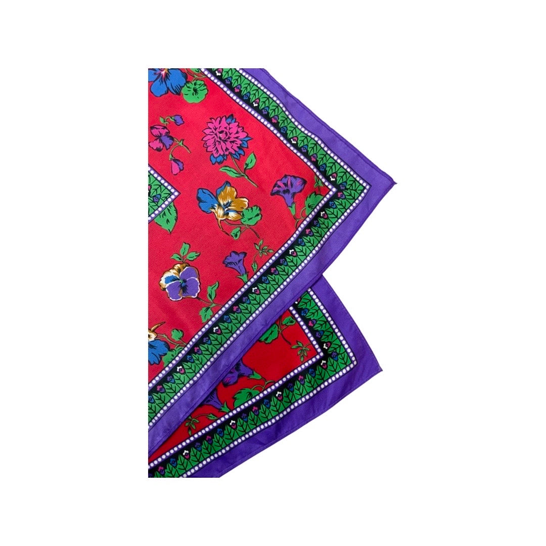Vintage Red and Blue Floral Scarf