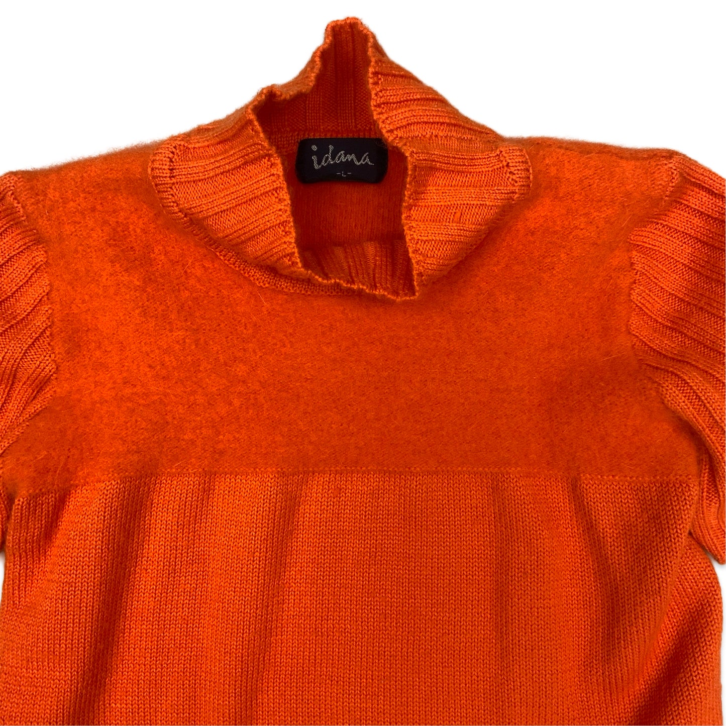 Vintage Orange Knit Turtle Neck Crop Jumper 6 8