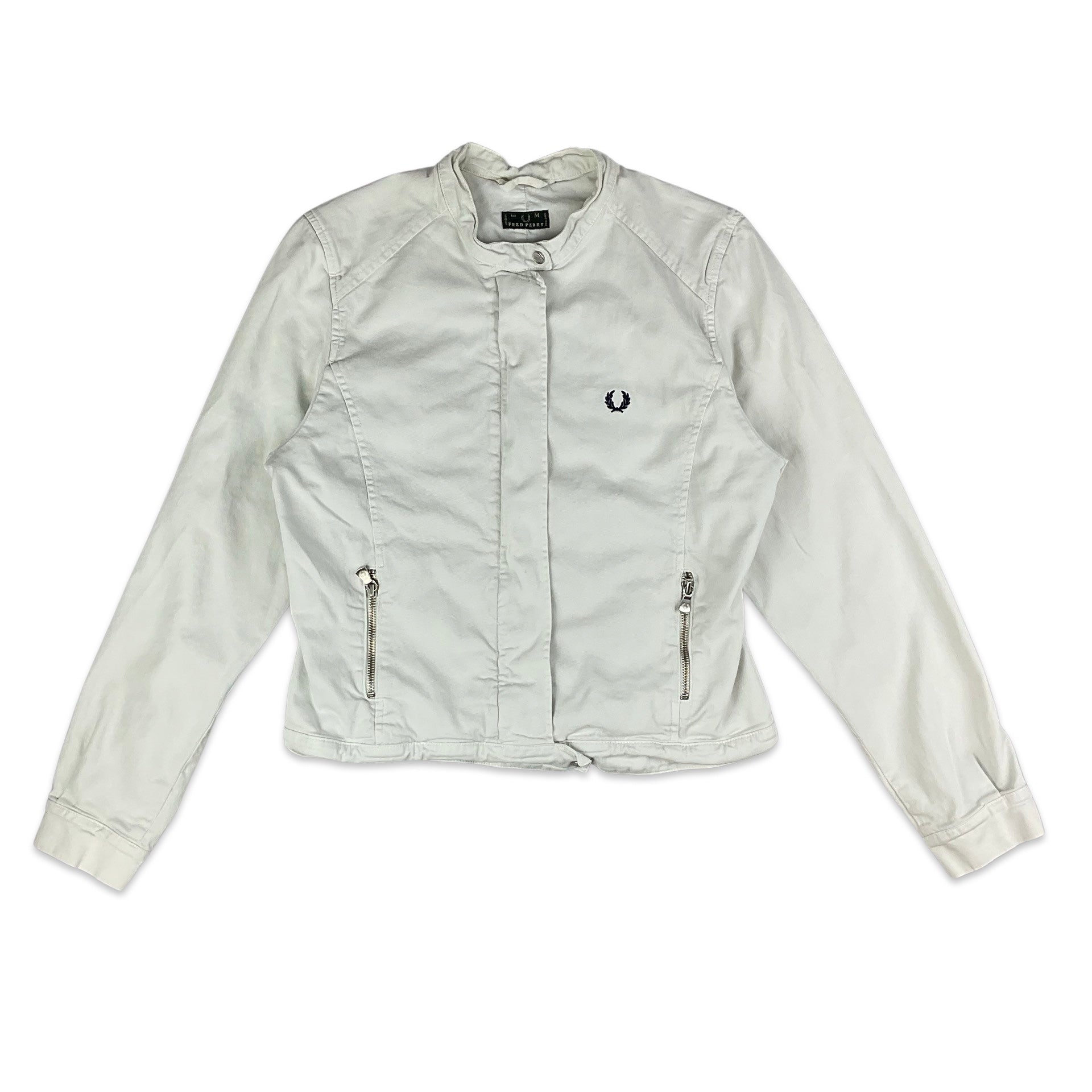 90s Fred Perry White Cropped Jacket 10 12