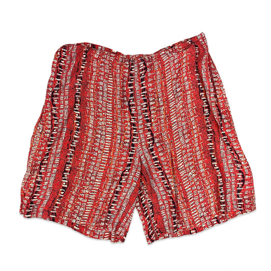 Vintage Red Abstract Print Shorts 14 16 18 20