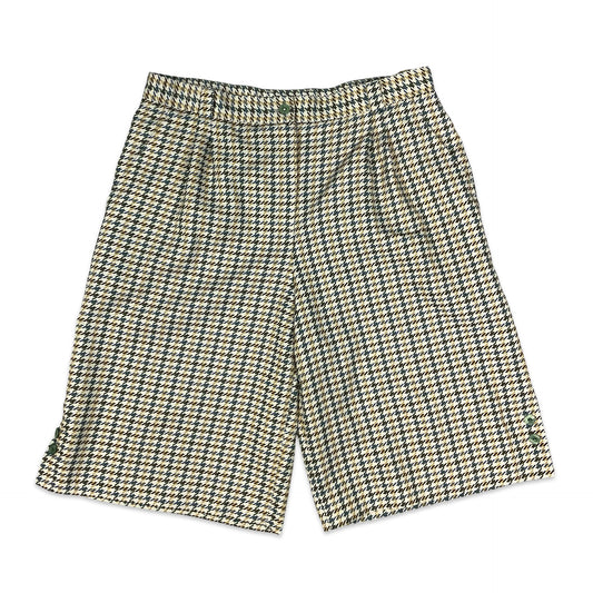Vintage Dogtooth Print Pleated Shorts 16