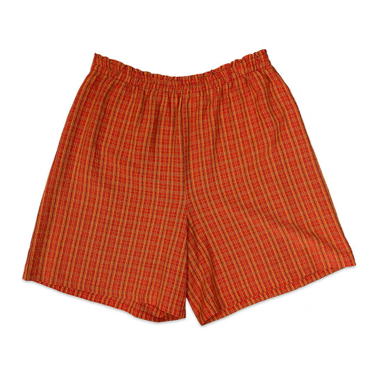 Vintage Orange & Red Plaid Print Shorts 14 16 18