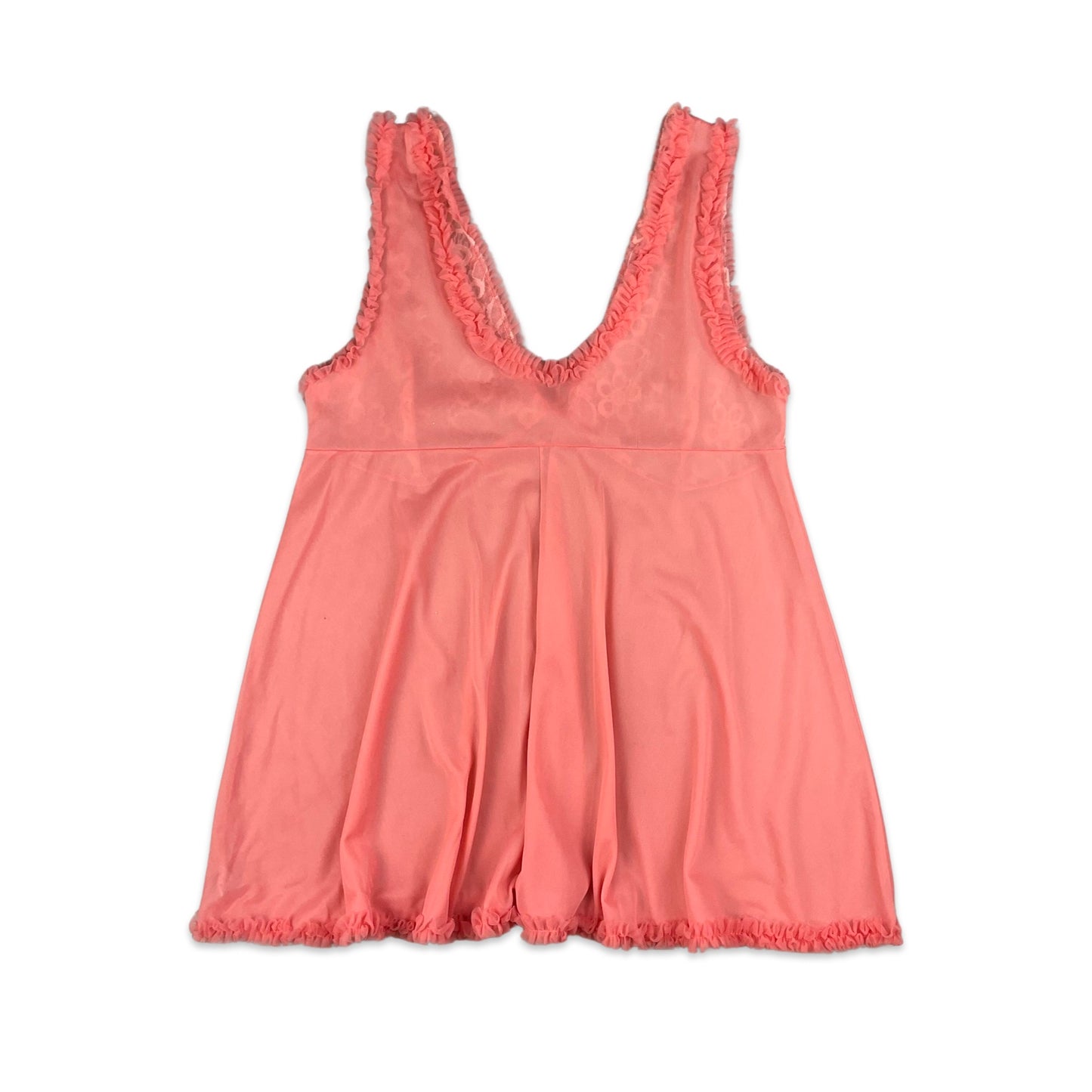 Vintage Coral & White Lace Babydoll Top