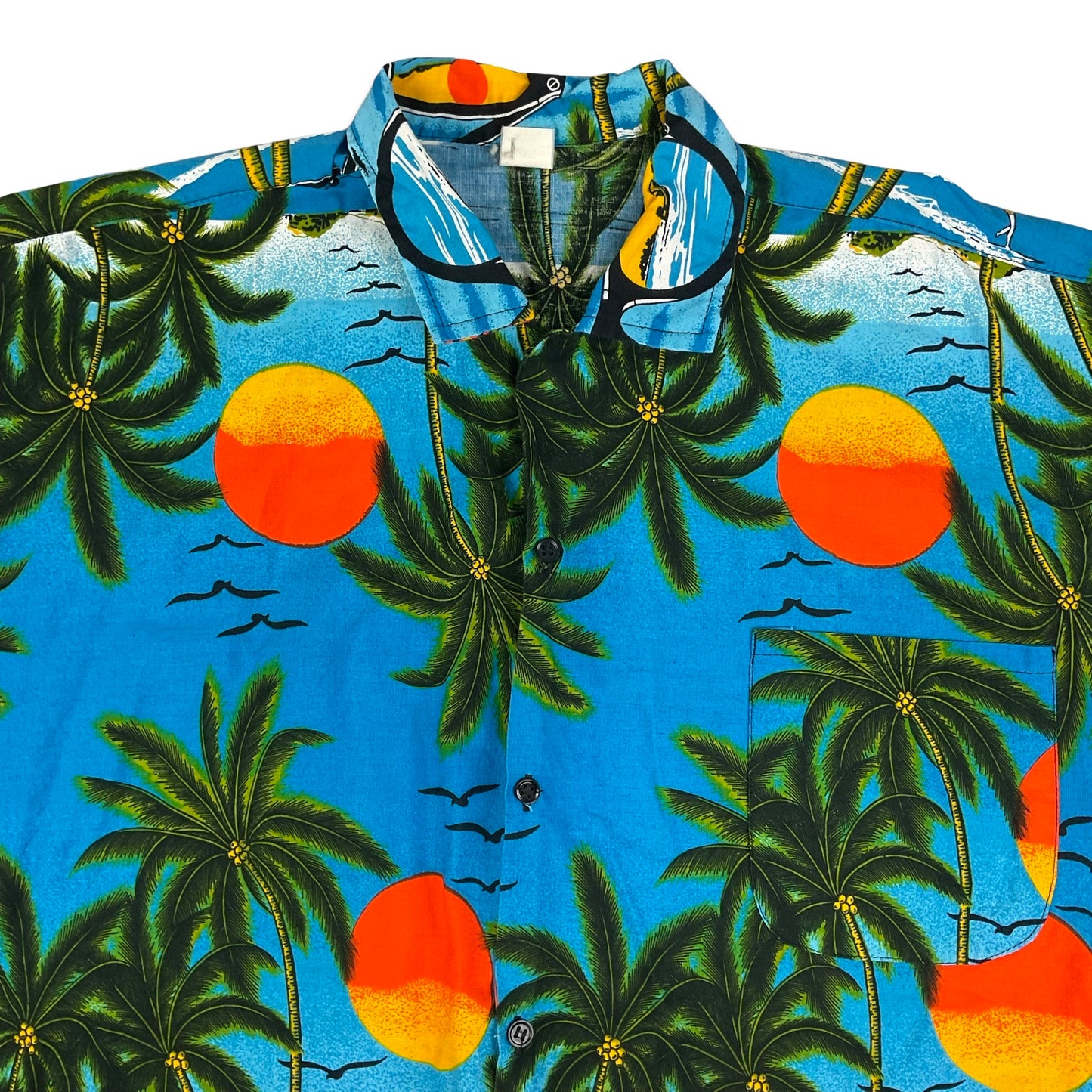 Vintage Beach Print Hawaiian Shirt XXL