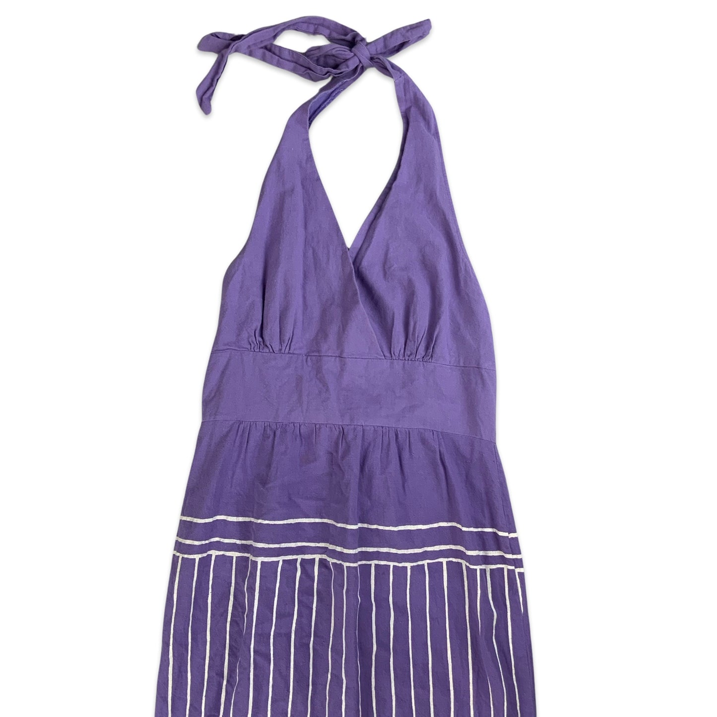Vintage Purple Halter Neck Maxi Dress 6 8 10