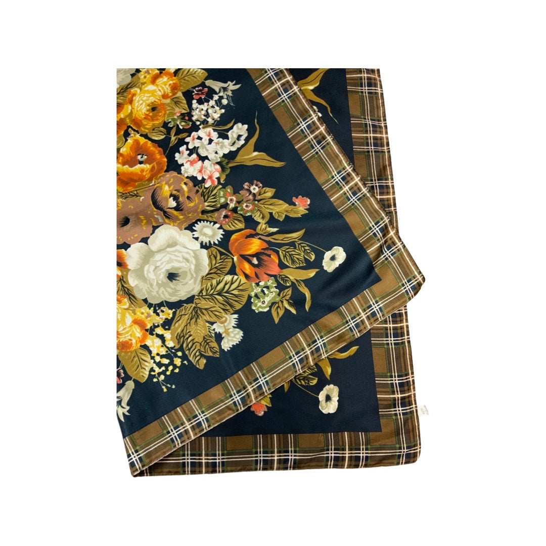 Vintage Floral and Tartan Scarf