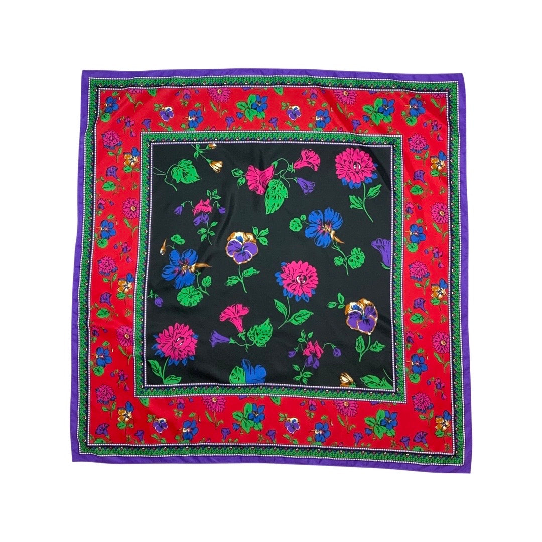 Vintage Red and Blue Floral Scarf
