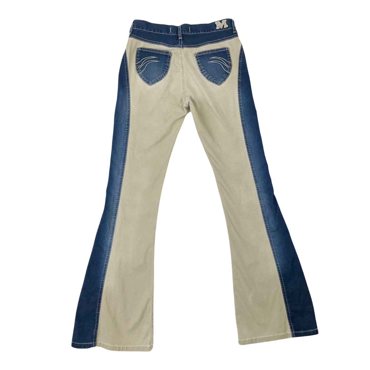Vintage 90s Y2K Two Tone Flared Denim Jeans 12