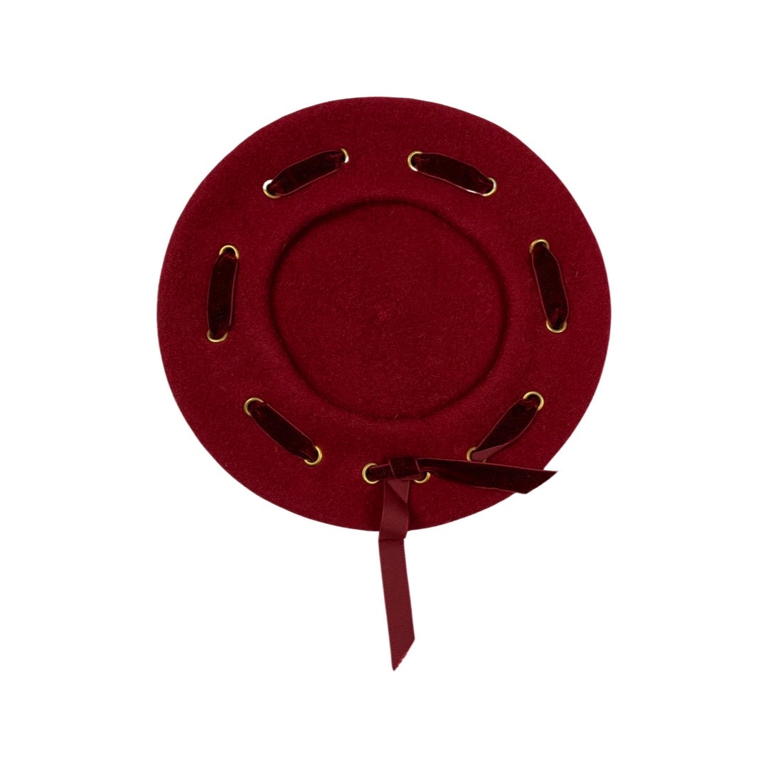 Vintage Red Velvet Ribbon Beret