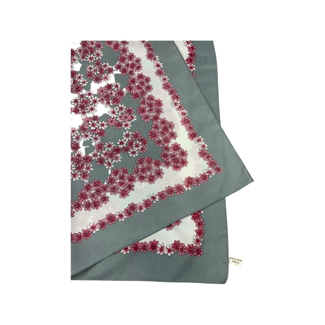 Vintage Grey and Pink Floral Scarf