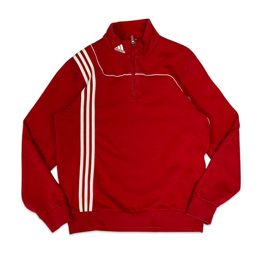 Adidas Red 1/4-zip Sweatshirt M L