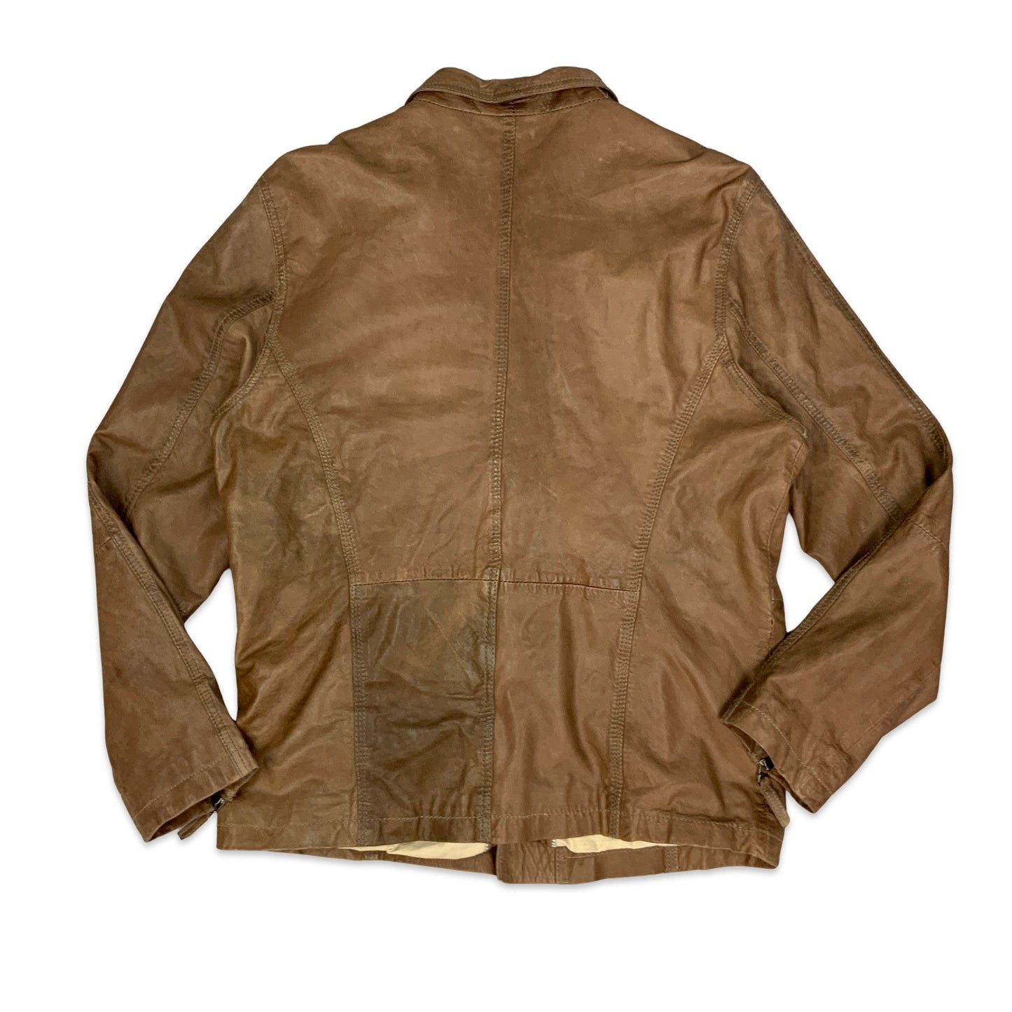 Y2K Brown Leather Jacket M L