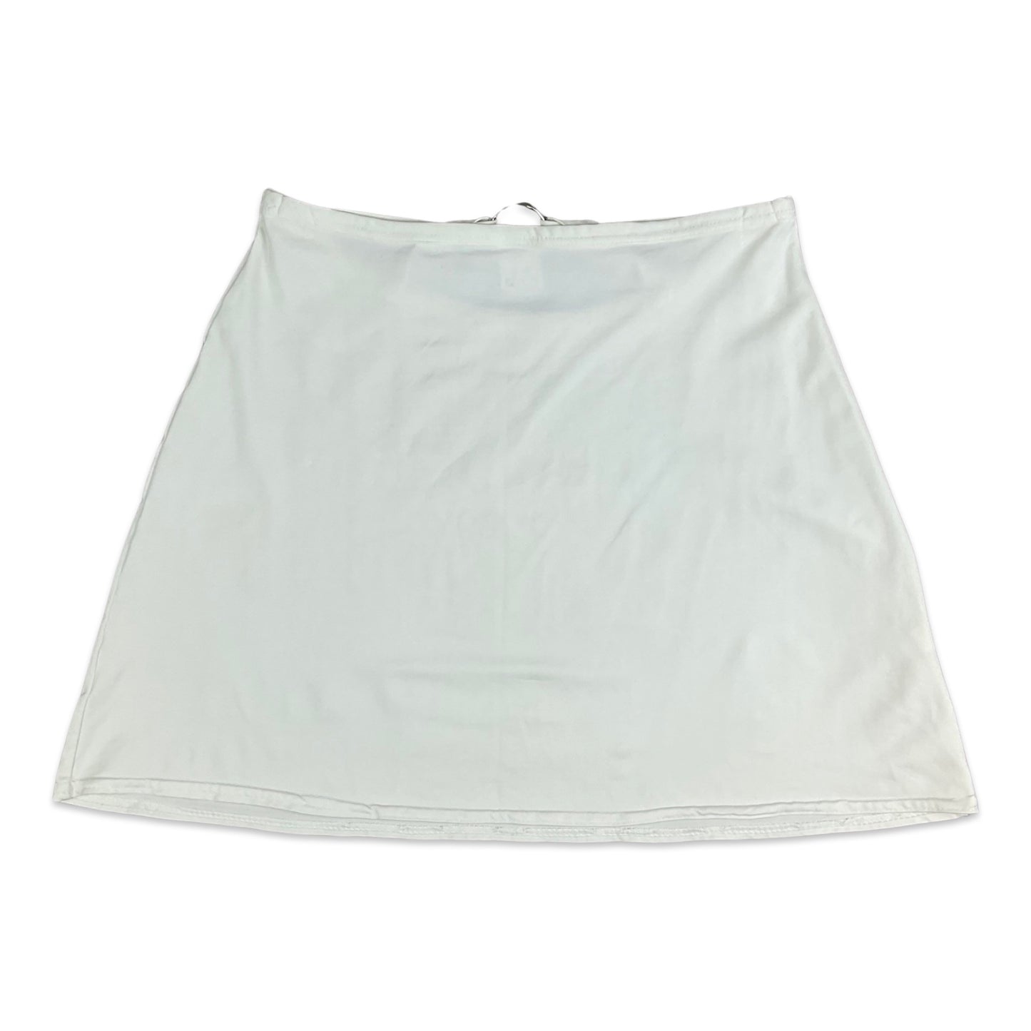 90s Y2K White Lycra Mini Skirt Silver O Ring Detail 6 8 10
