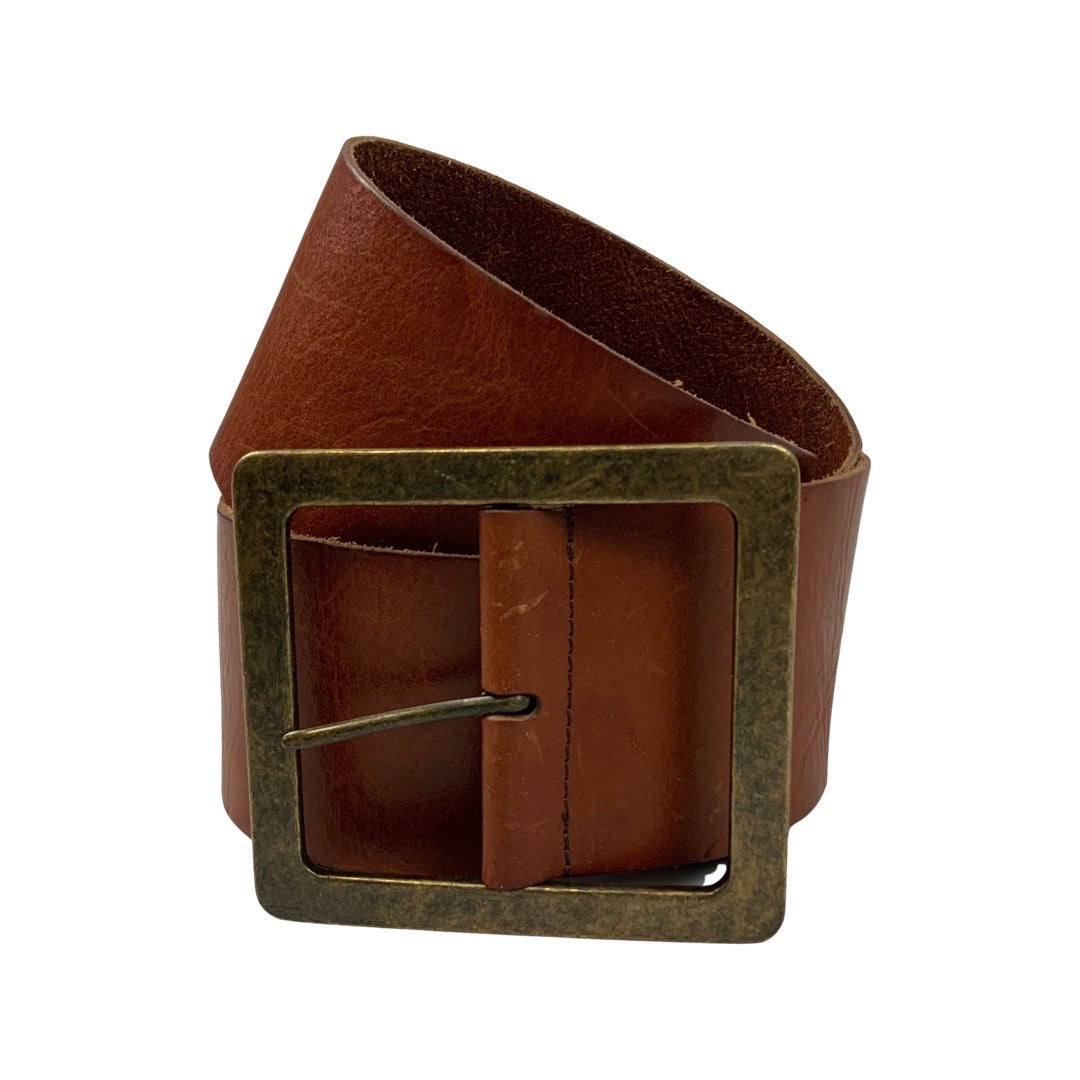 Vintage Tan Leather Oversized Belt