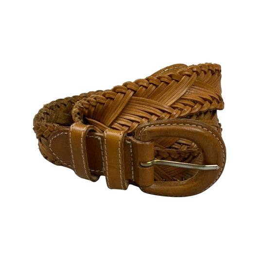 Vintage Woven Plaited Tan Leather Belt
