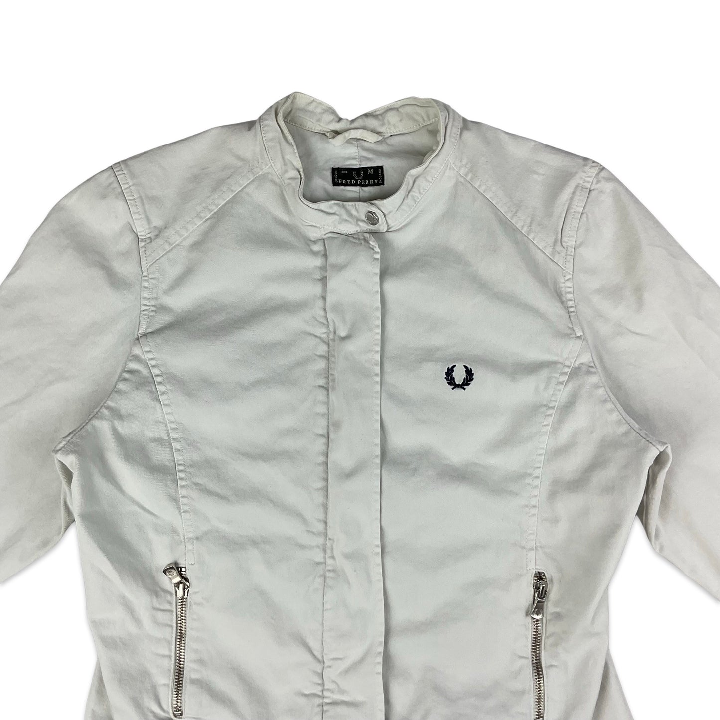 90s Fred Perry White Cropped Jacket 10 12