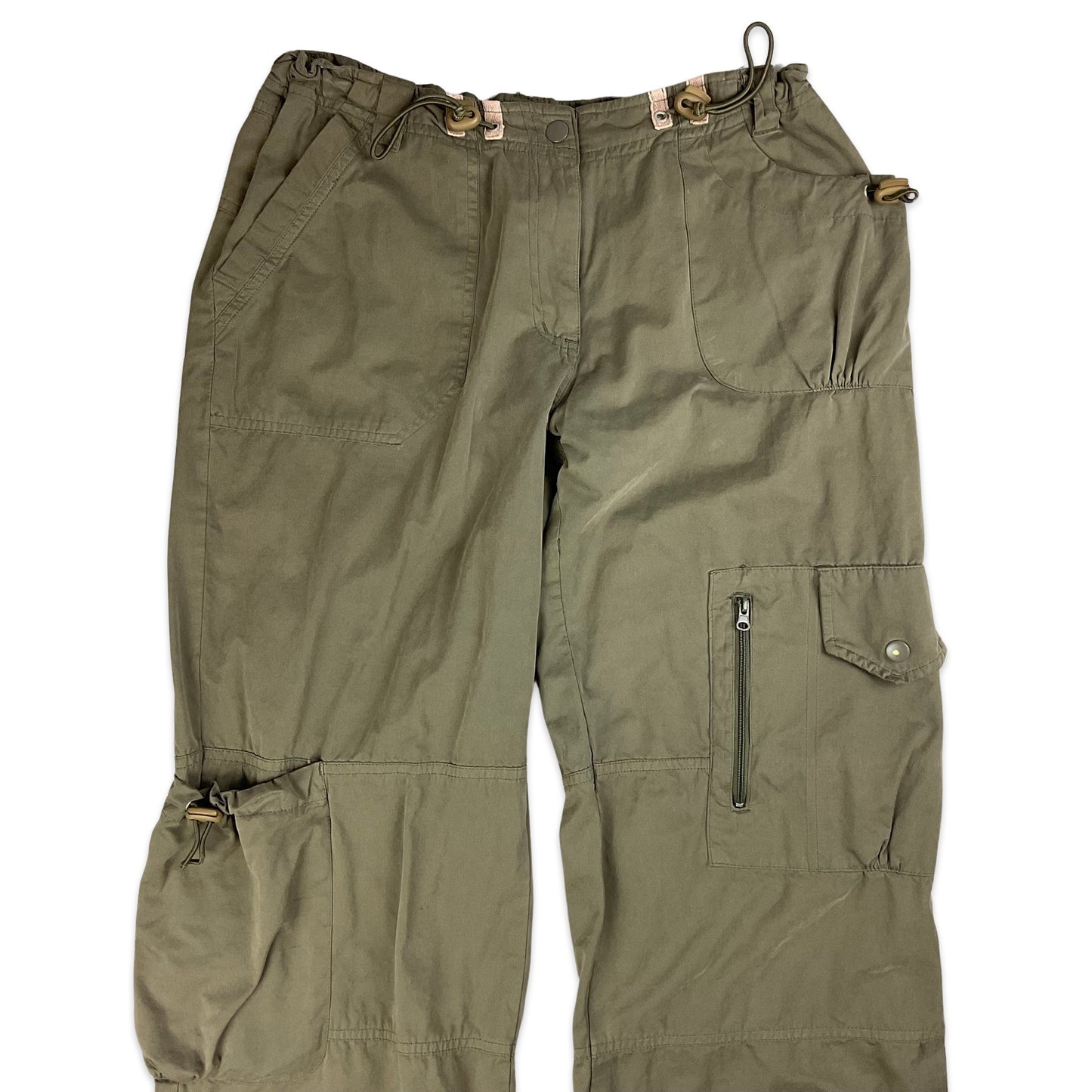90s Y2K Khaki Cargo Trousers 12 14