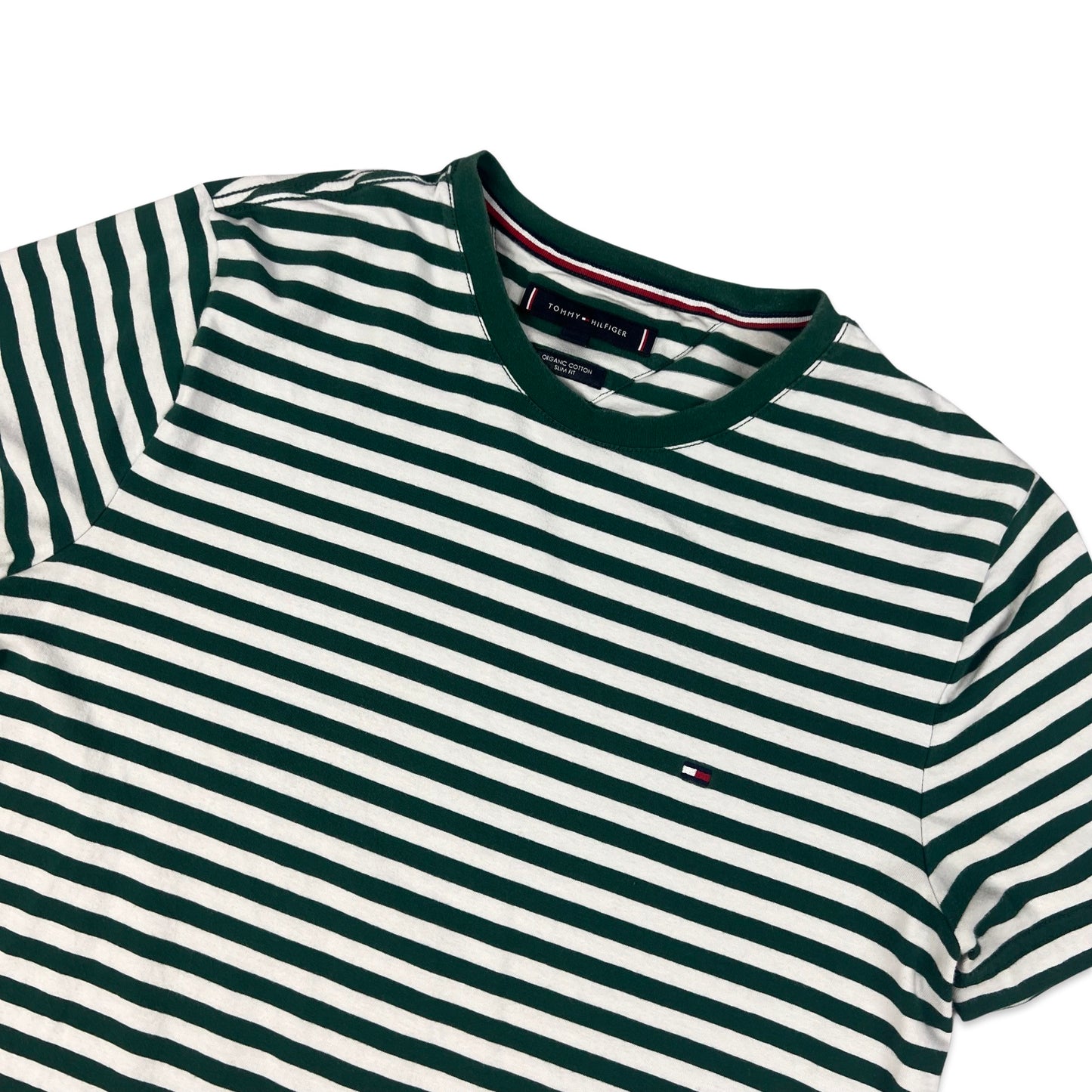 Tommy Hilfiger Green & White Striped Tee XS S