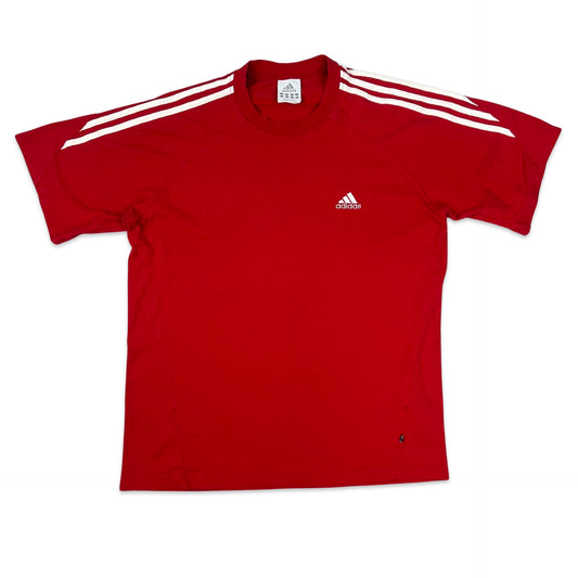 Vintage 00s Adidas Red & White Tee S M