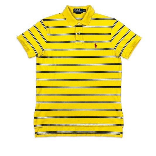 Vintage Ralph Lauren Yellow & Blue Striped Polo Shirt XS S