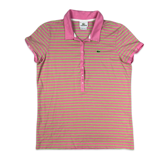 Lacoste Pink & Green Striped Polo Shirt 10 12