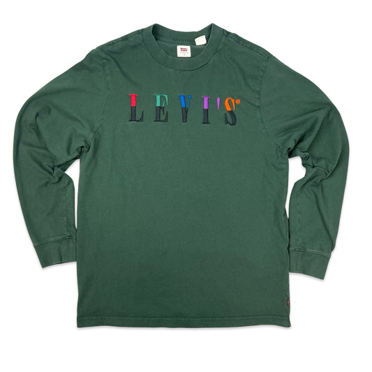 Levi's Green Spell Out Long Sleeve Tee S M
