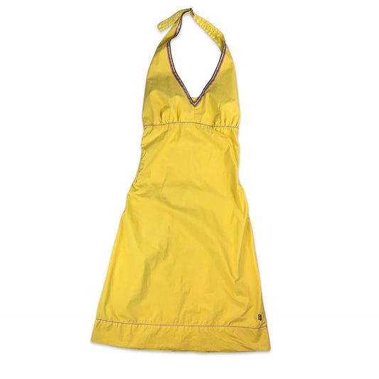 90s Yellow Halterneck Dress 8 10 12