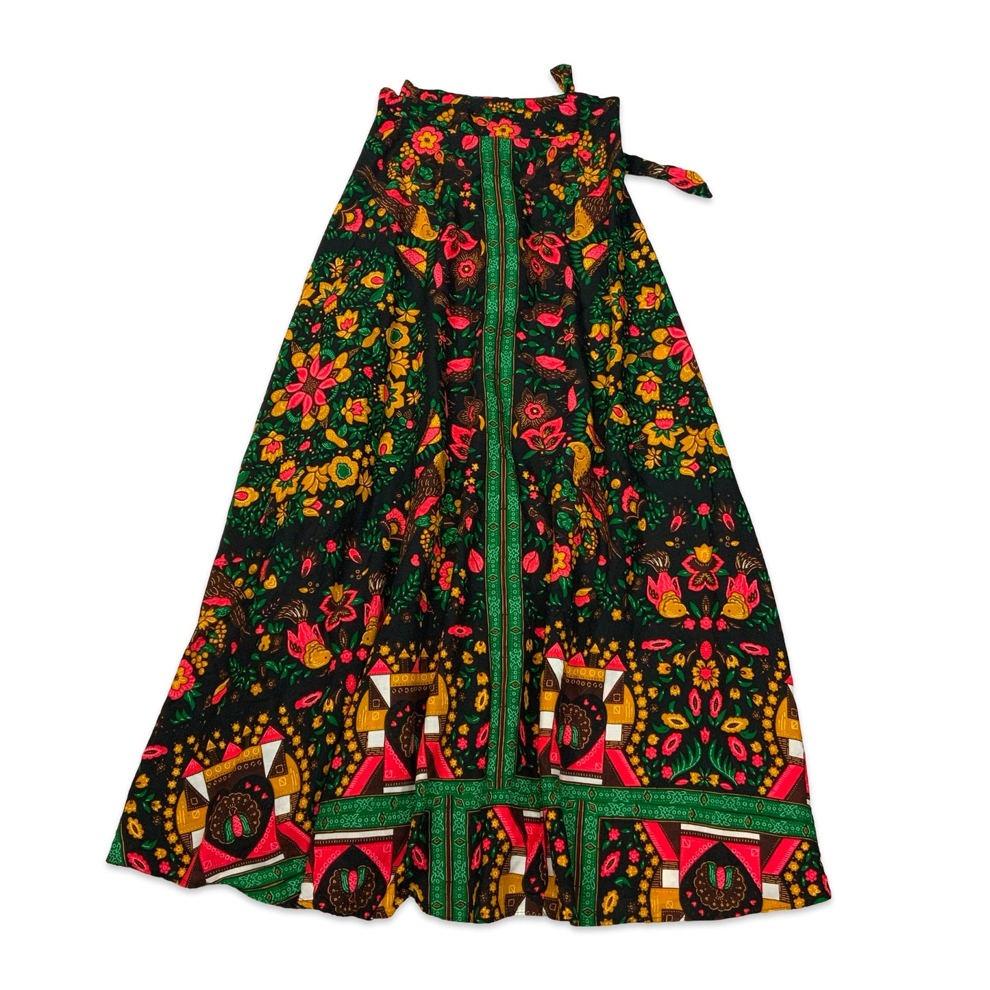 Vintage Multicoloured Wrap Around Maxi Skirt