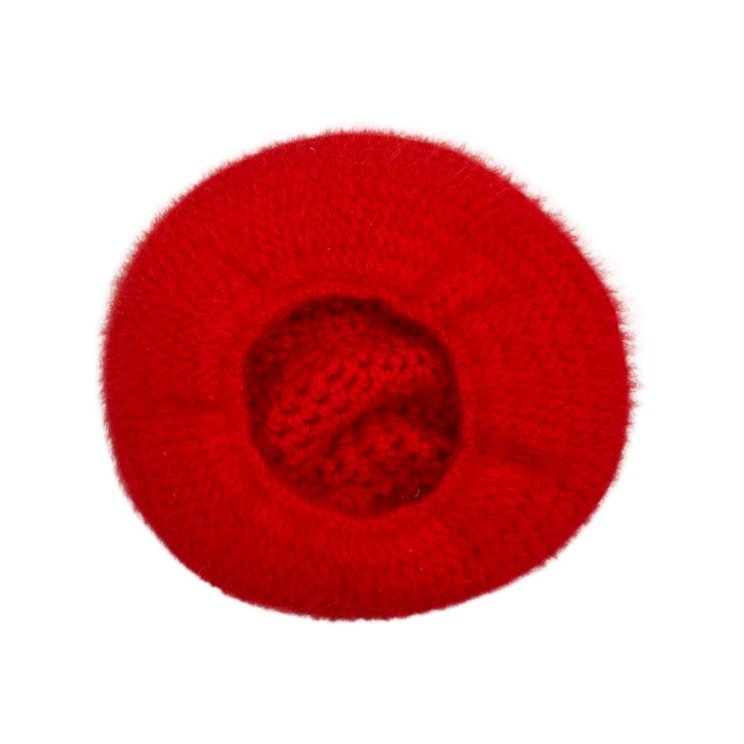 Vintage Red Angora Beret