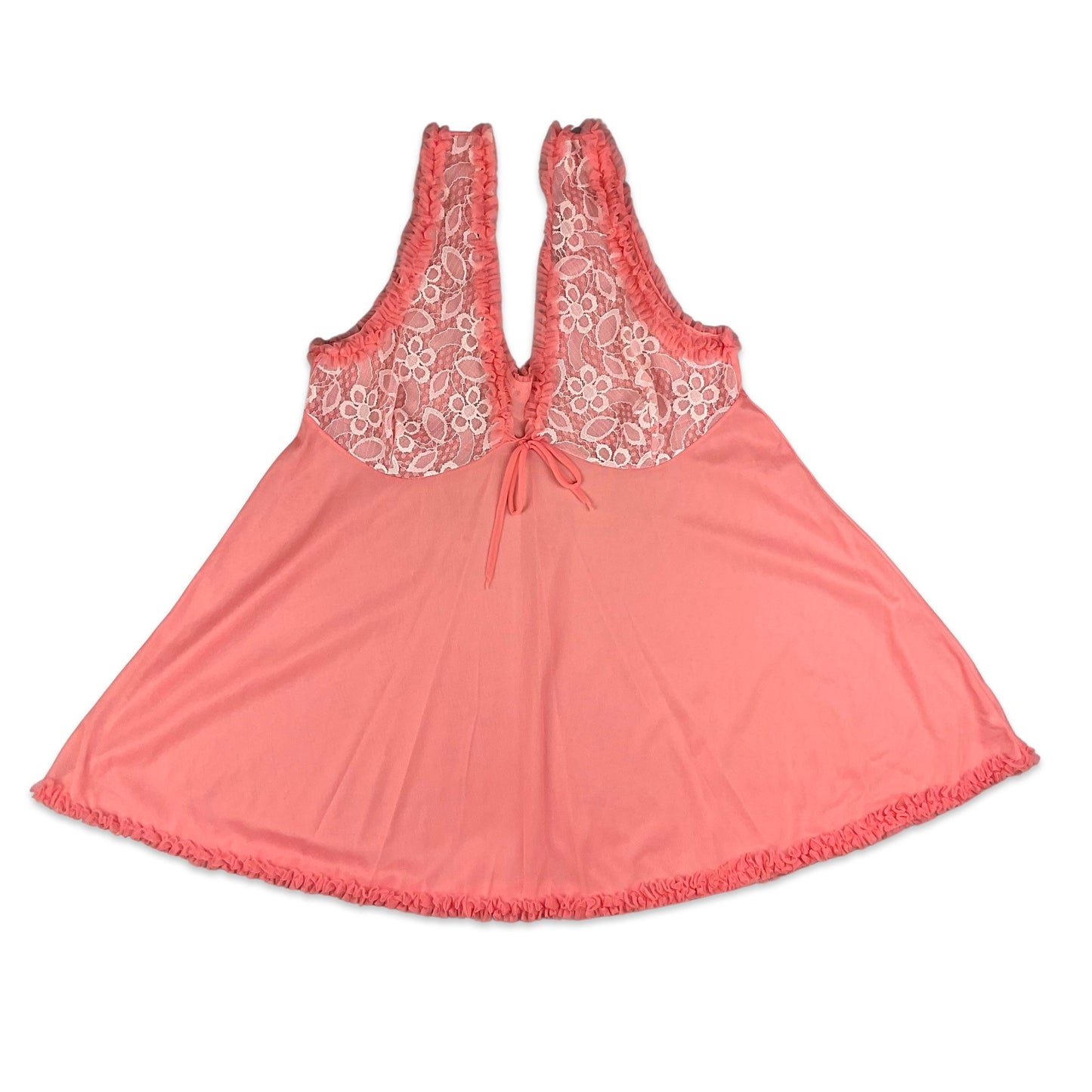 Vintage Coral & White Lace Babydoll Top