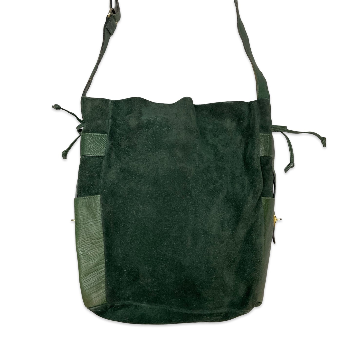 Vintage Green Suede Cross Body Bag