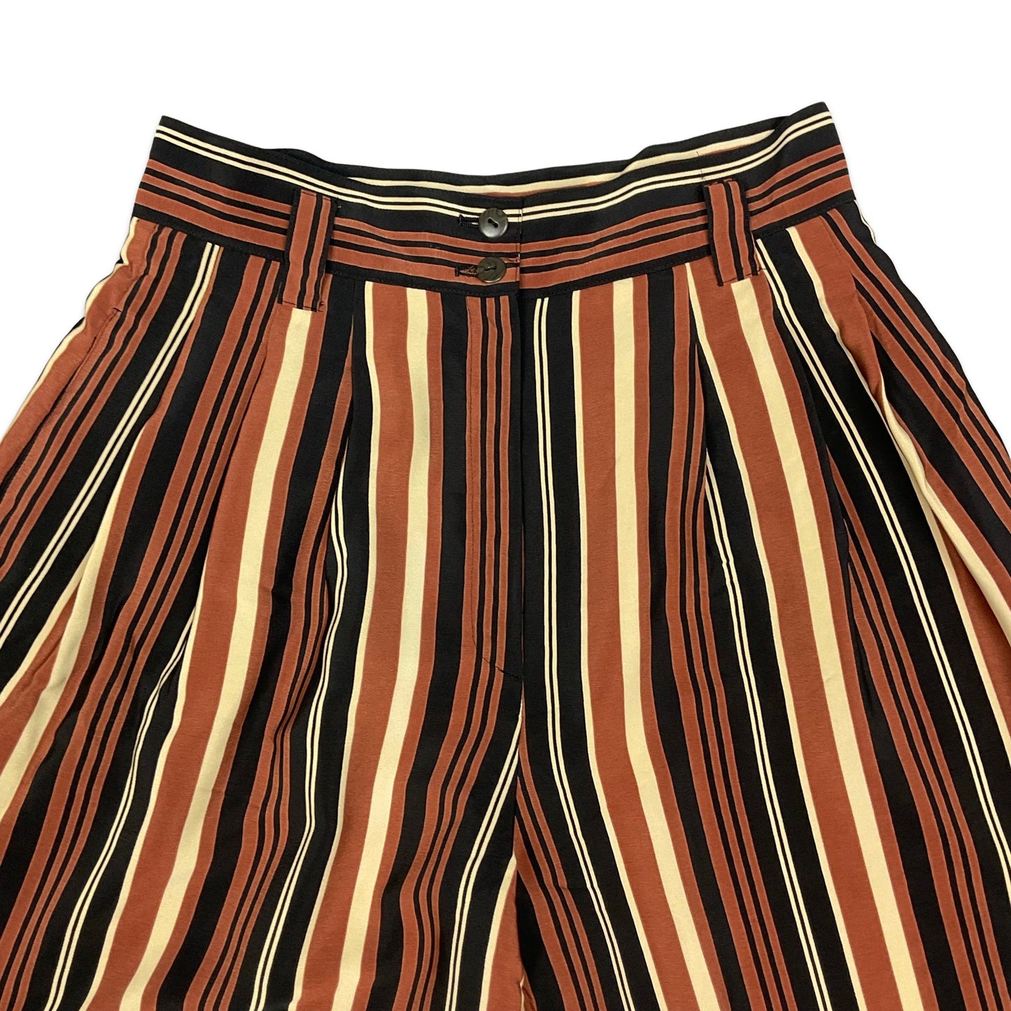 Vintage Beige Brown & Black Striped Shorts 10