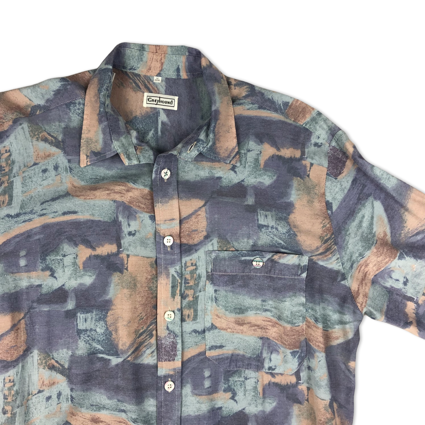 Vintage 80s Pastels Abstract Print Shirt M