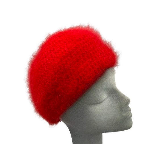 Vintage Red Angora Beret