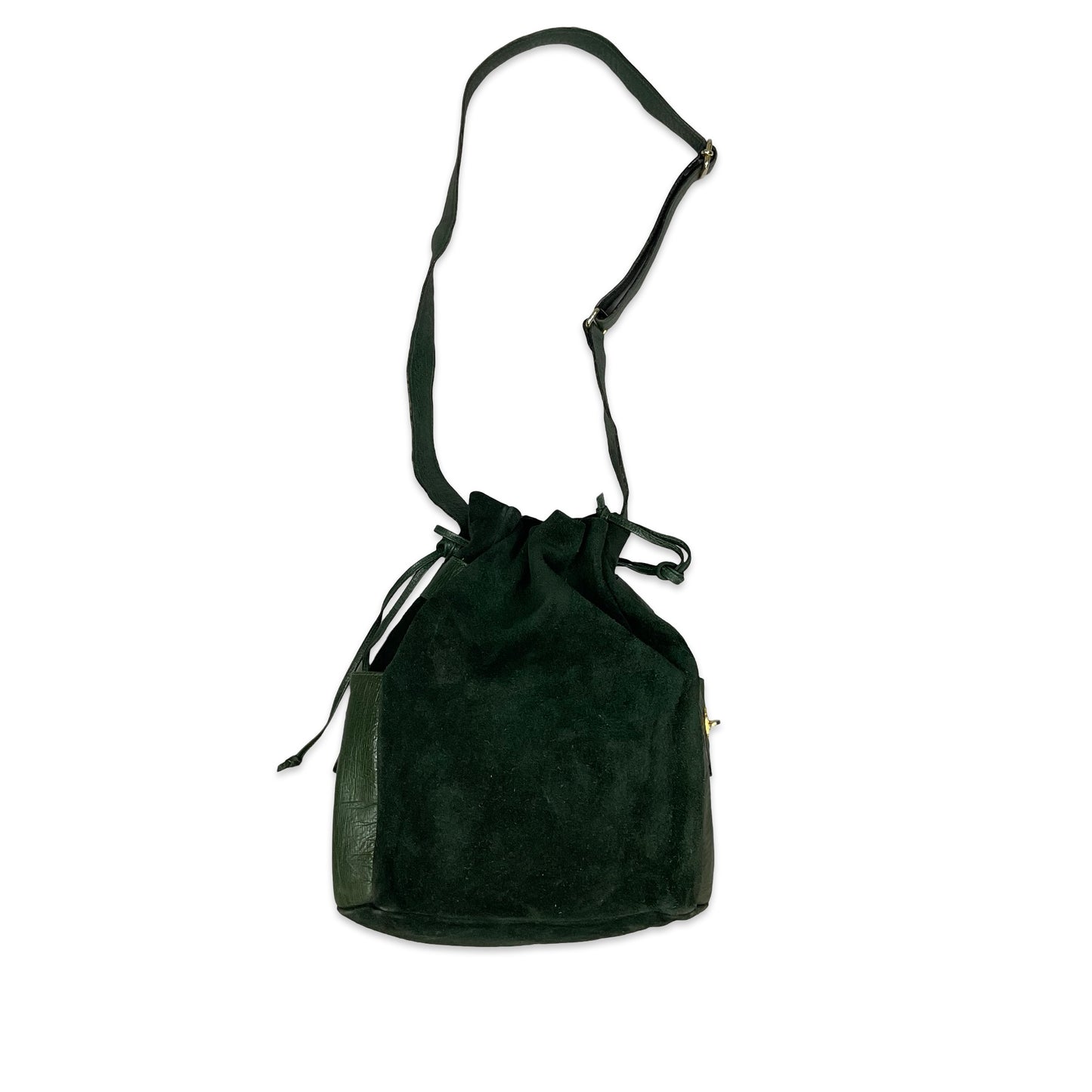 Vintage Green Suede Cross Body Bag