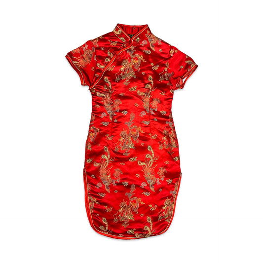 Vintage Red & Gold Chinese Cheongsam Dress 4 6
