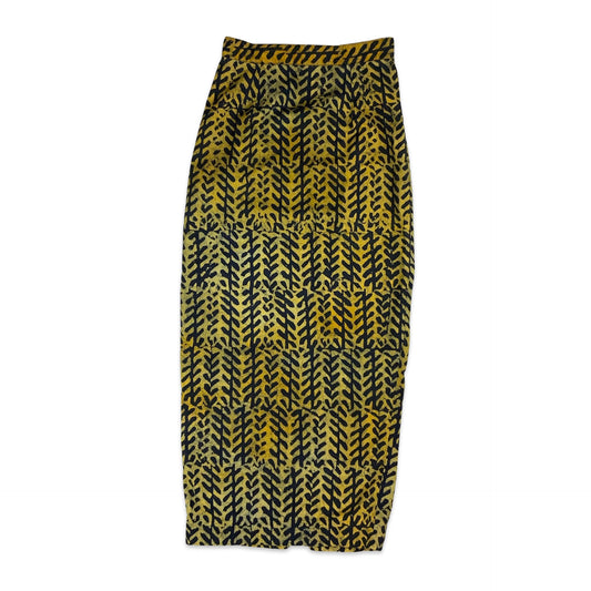 Vintage Yellow & Black Maxi Skirt 6 8