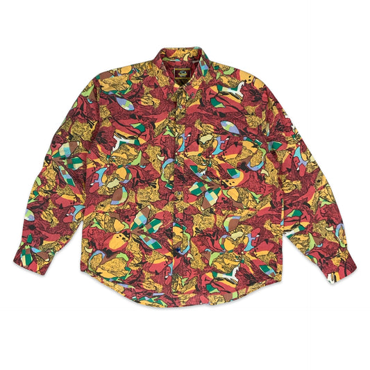 80s Multicoloured Abstract Print Shirt L XL