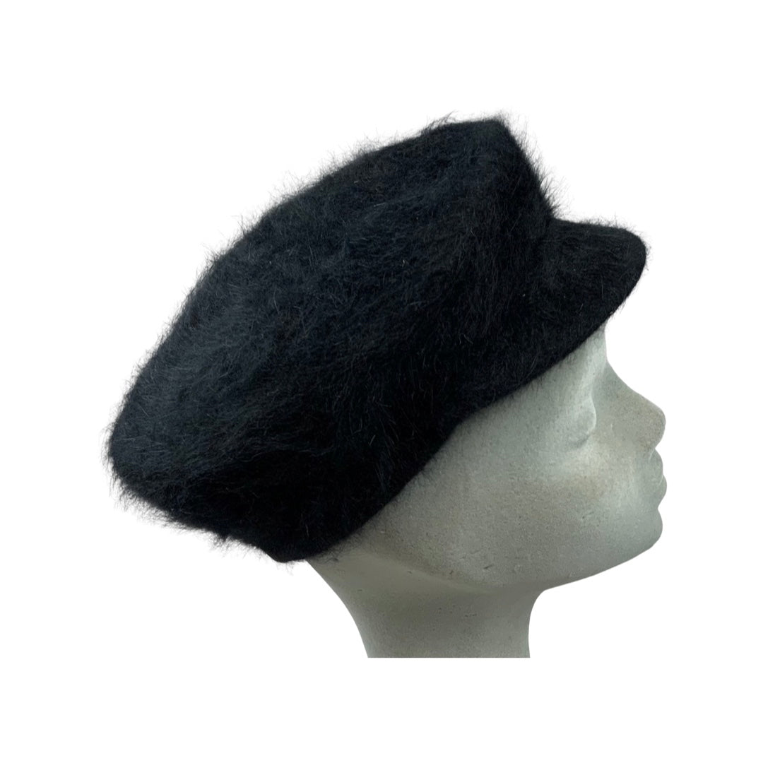 Vintage 60s Black Peaked Beret Hat