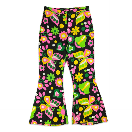 80s Bright Print Flared Trousers