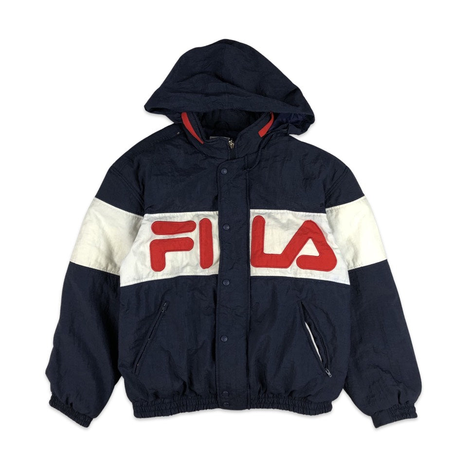 Vintage 90s FILA Navy, White, and Red Insulated Jacket L