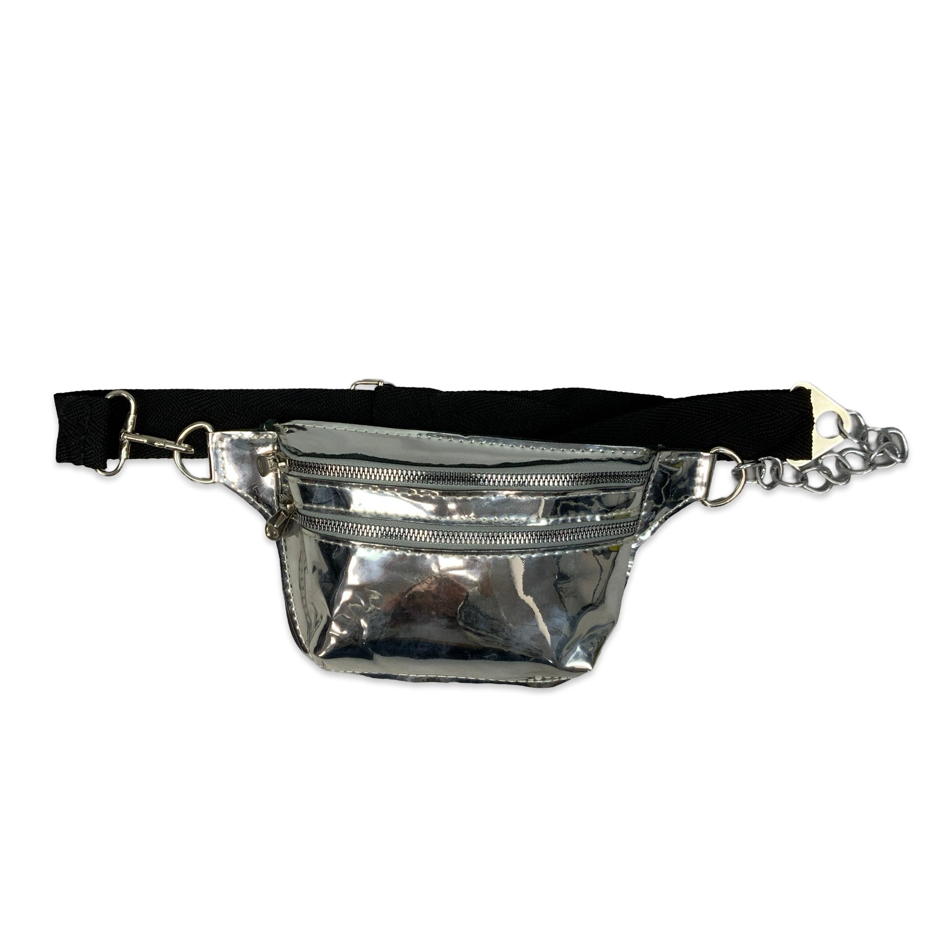 Black and silver bum bag best sale