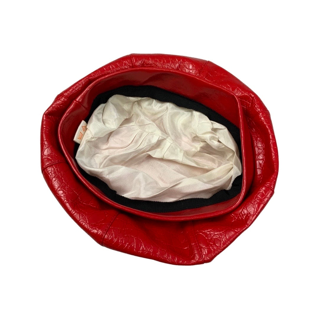 Vintage Red Faux Crocodile Beret