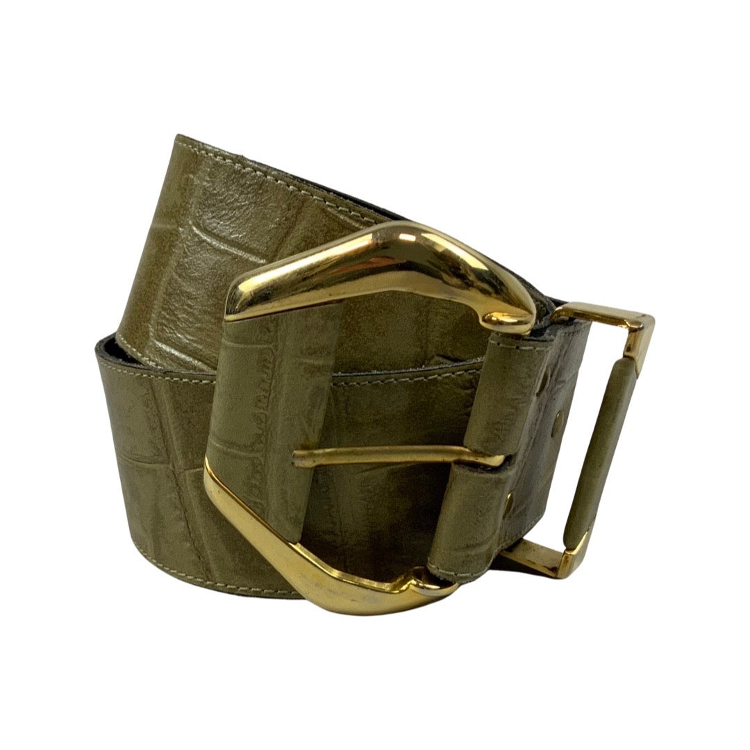 Vintage 70s Green Leather Belt