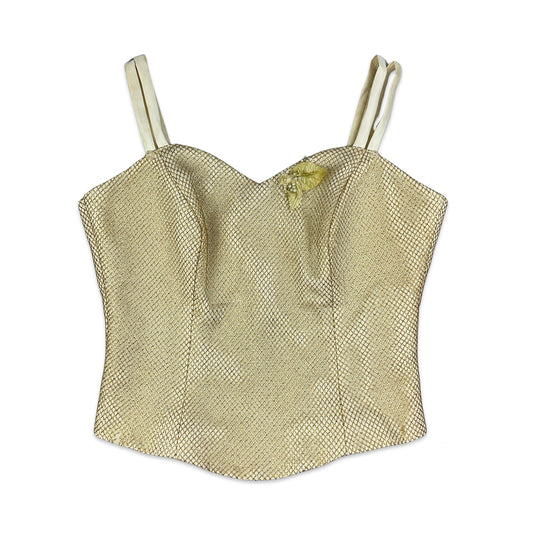 Vintage Gold & White Bustier Top 6 8