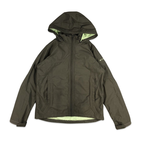 Vintage Columbia Grey and Green Hooded Waterproof Jacket 14 16 18