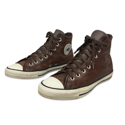 Vintage Brown Leather High Top Converse UK 7.5